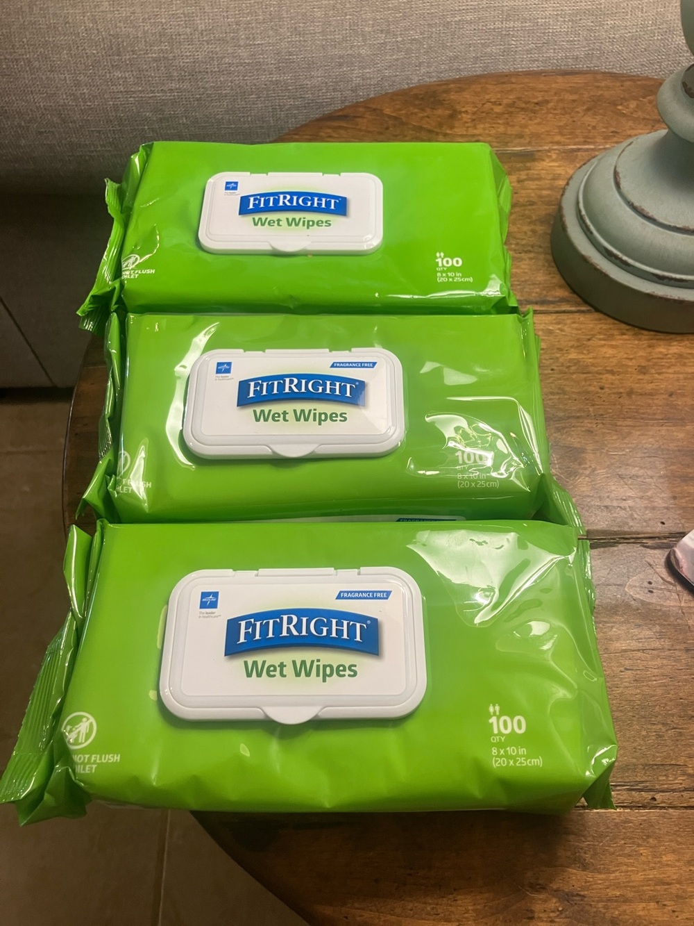 (3) FitRight 100 Ct Packages of Wet Wipes. Never opened.